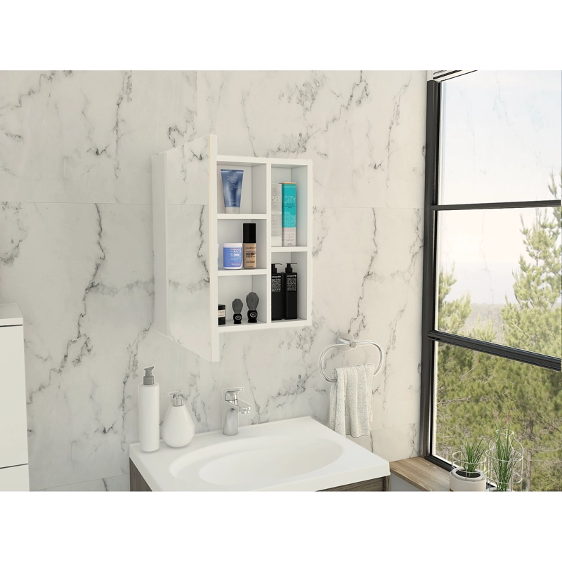 MUEBLE BOTIQUIN DE BAÑO CON ESPEJO 49,7X45X12,5 CM BLANCO - 9