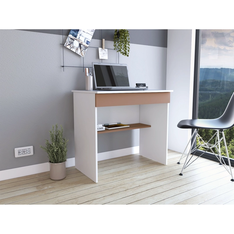 ESCRITORIO CON 1 CAJON 73X80X49,8 CM BLANCO Y SALMON - 10