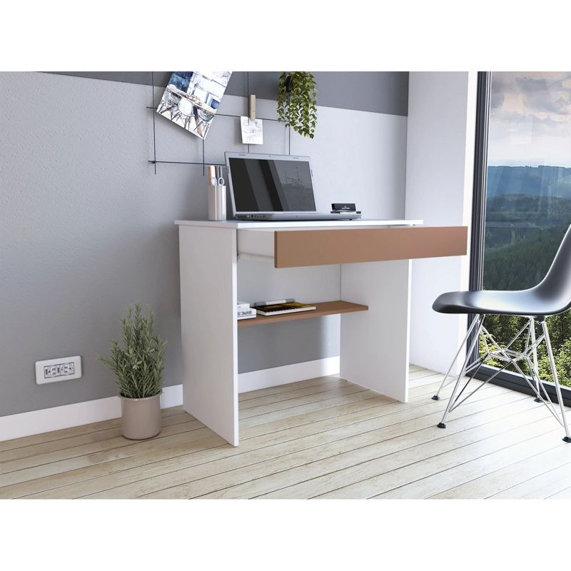 ESCRITORIO CON 1 CAJON 73X80X49,8 CM BLANCO Y SALMON - 11