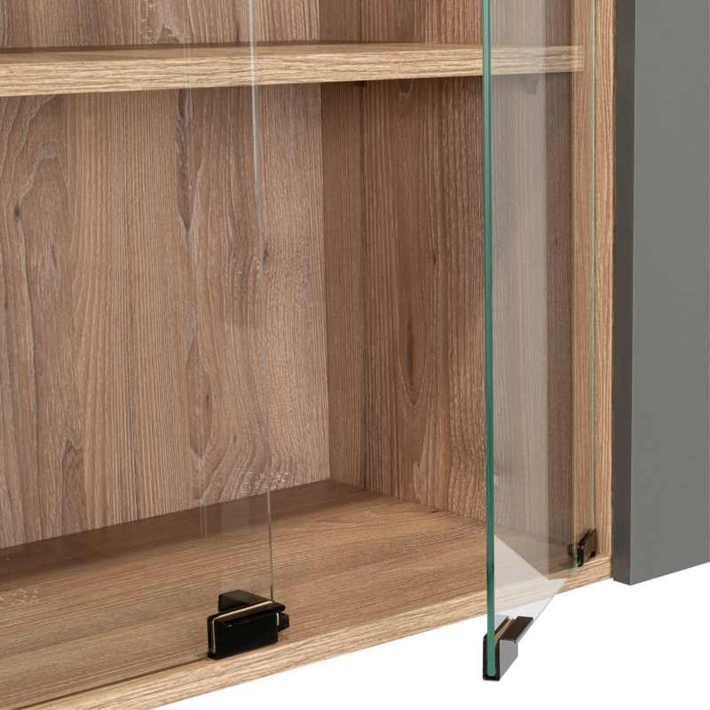 MUEBLE SUPERIOR DE COCINA 6 PUERTAS 150X60X31,5 CM CAFE  Y GRIS - 9