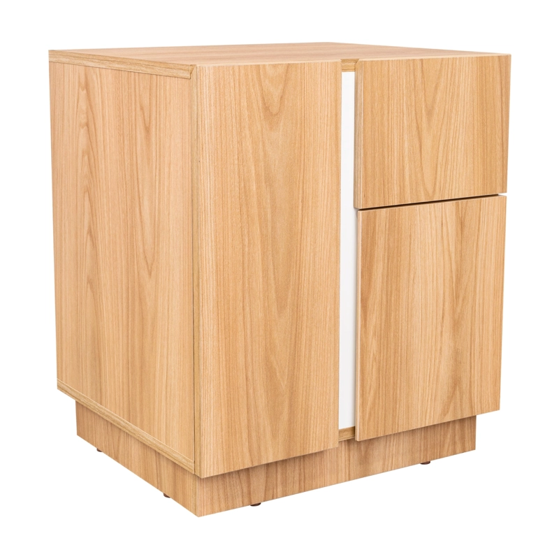 VELADOR 2 PUERTAS 1 CAJON 52 X 45 X 40 CM CAFE  CLARO Y BLANCO - 2