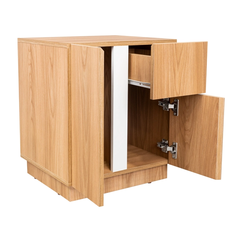 VELADOR 2 PUERTAS 1 CAJON 52 X 45 X 40 CM CAFE  CLARO Y BLANCO - 3
