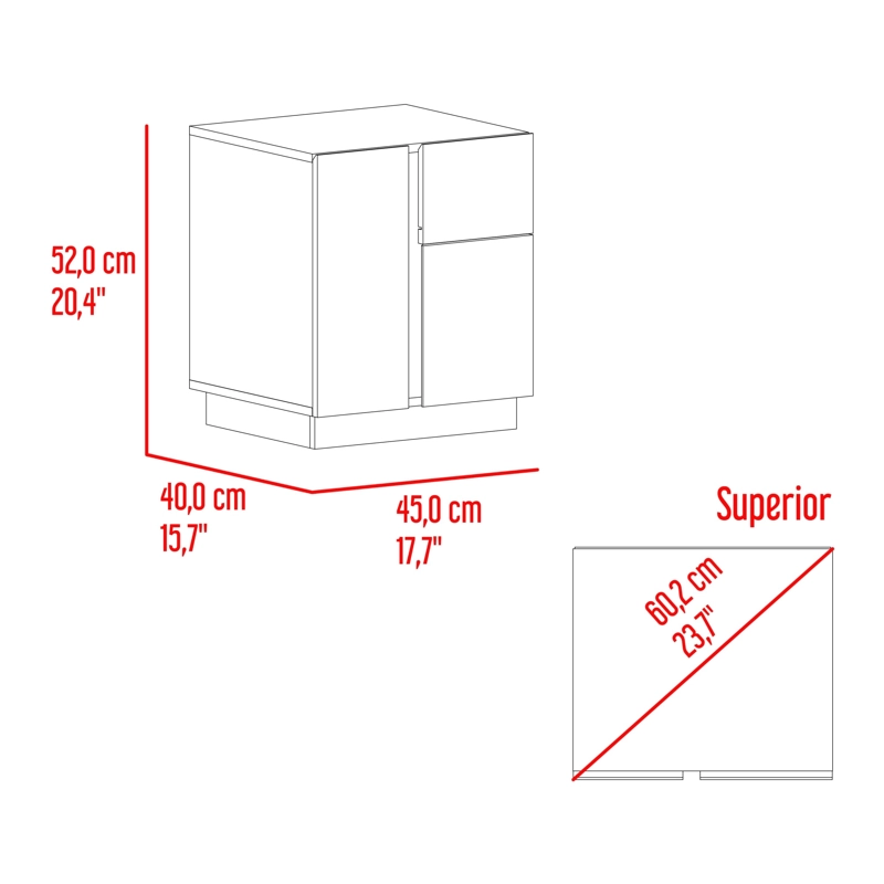 VELADOR 2 PUERTAS 1 CAJON 52 X 45 X 40 CM CAFE  CLARO Y BLANCO - 4
