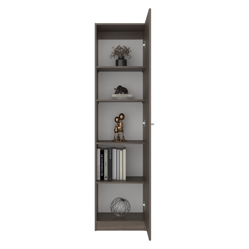 ESTANTE 1 PUERTA 5 ESPACIOS 4 REPISAS 180,6X45X31,4 CM CAFE OSCURO Y BLANCO - 1