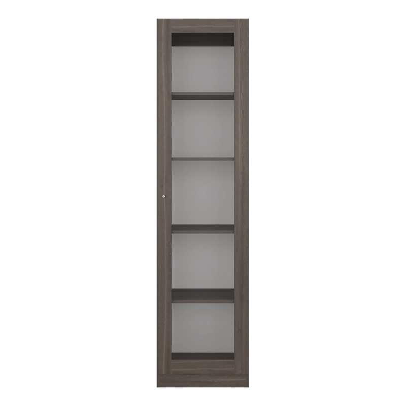 VITRINA 1 PUERTA DE VIDRIO 5 ESPACIOS 180,6X45X31,3 CM CAFE  OSCURO Y BLANCO - 3