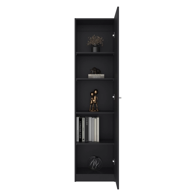 ESTANTE 1 PUERTA 5 ESPACIOS 4 REPISAS 180,6 X 45 X 31,4  CM NEGRO - 1