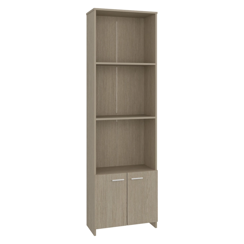BIBLIOTECA 2 PUERTAS ABATIBLES 3 ENTREPAÑOS 181,5 X 55,1 X 27 CM BEIGE - 2