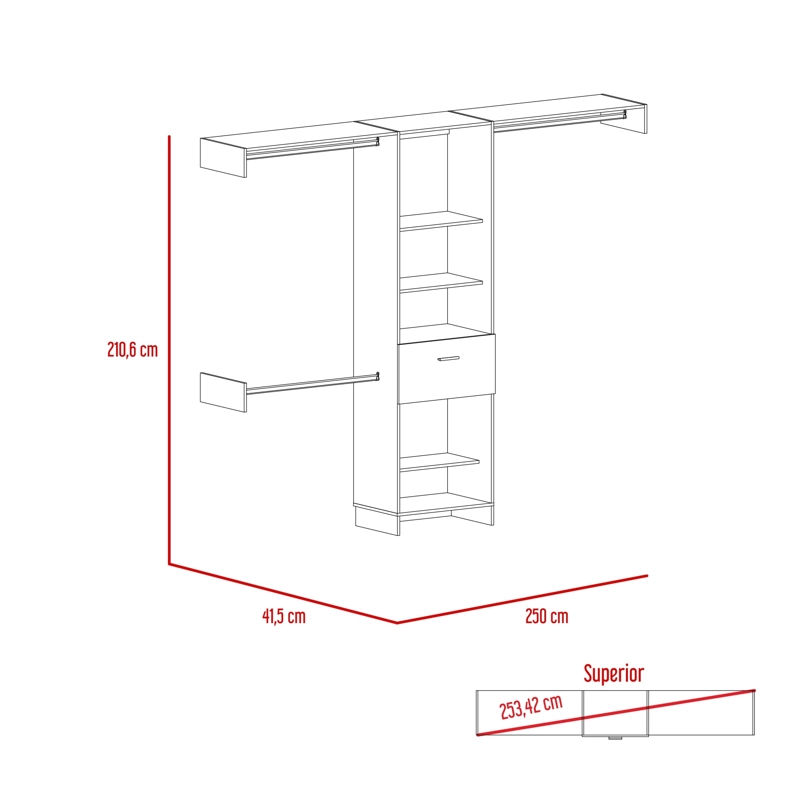 WALKING CLOSET 1 CAJON 210,6 X 250 X 41,5 CM NEGRO - 4