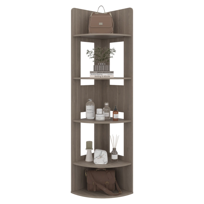 BIBLIOTECA ESQUINERA CON 2 ESPACIOS PARA COLOCAR OBJETOS 170X40X40 CM BEIGE - 1