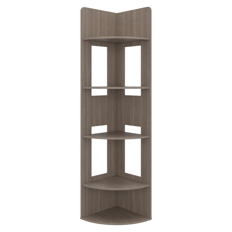 BIBLIOTECA ESQUINERA CON 2 ESPACIOS PARA COLOCAR OBJETOS 170X40X40 CM BEIGE - 3