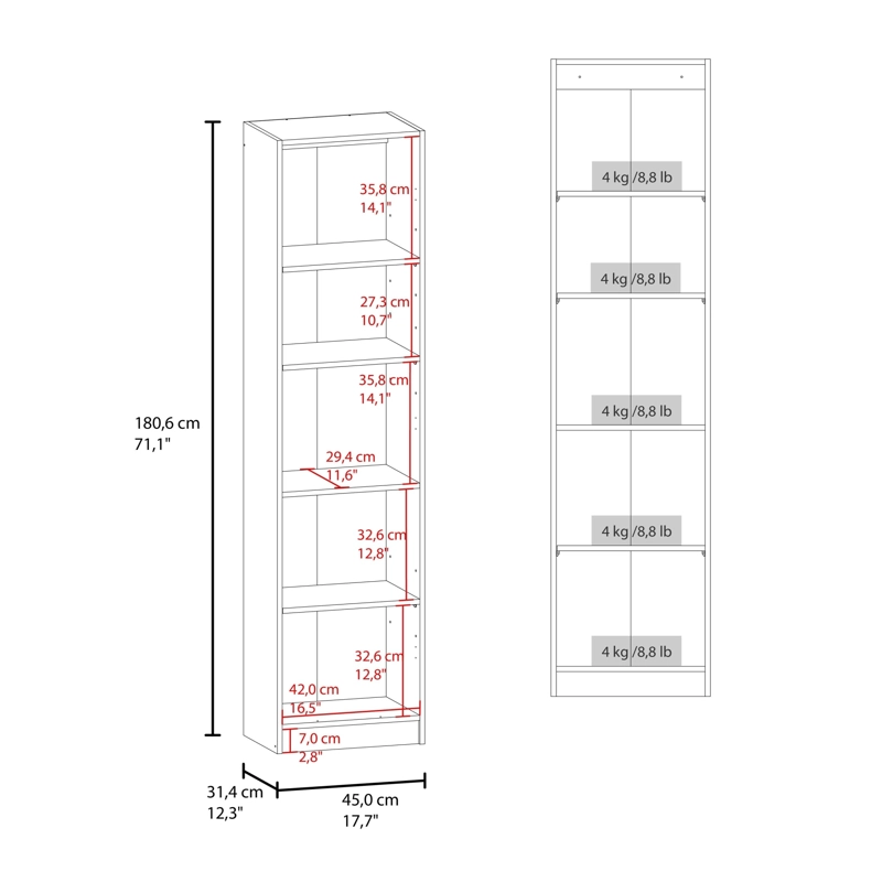 ESTANTE 1 PUERTA 180,6X45X31,4 CM BEIGE Y NEGRO - 4