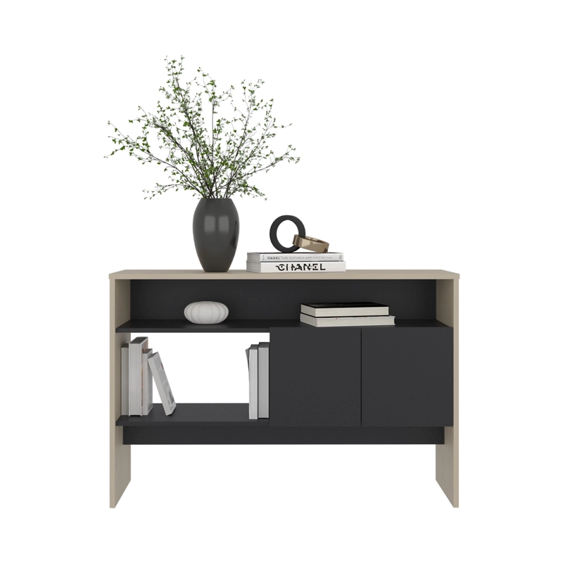 ARRIMO 2 PUERTAS ABATIBLES 80,7 X 120 X 35,6 CM BEIGE Y NEGRO - 1