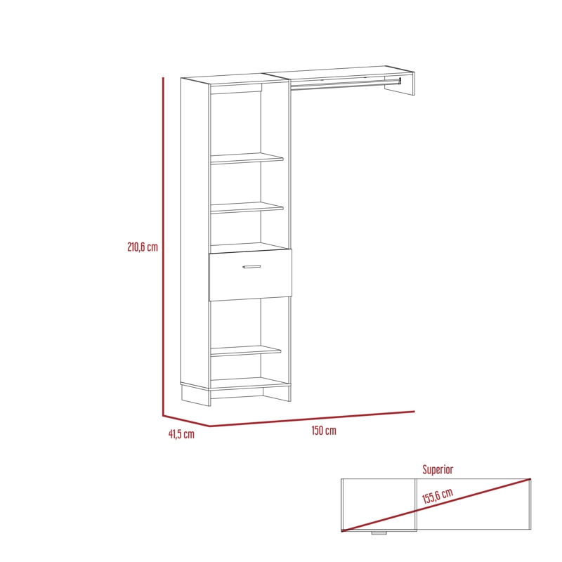 WALKING CLOSET 1 CAJON 210,6 X 150 X 41,5 CM NEGRO - 4