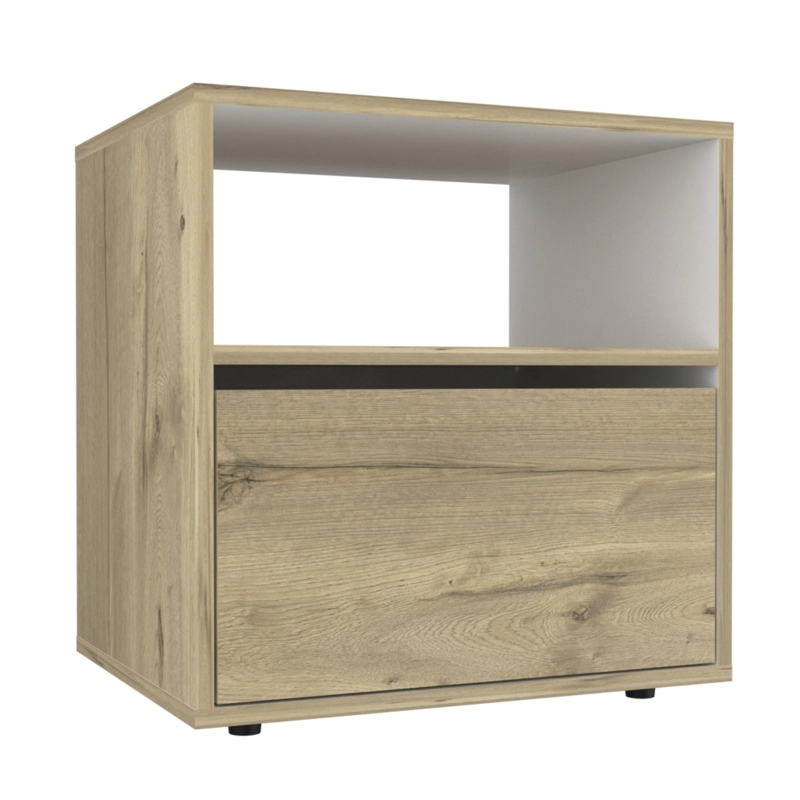VELADOR 1 CAJON 52X50X40 CM CAFE  CLARO Y BLANCO - 2
