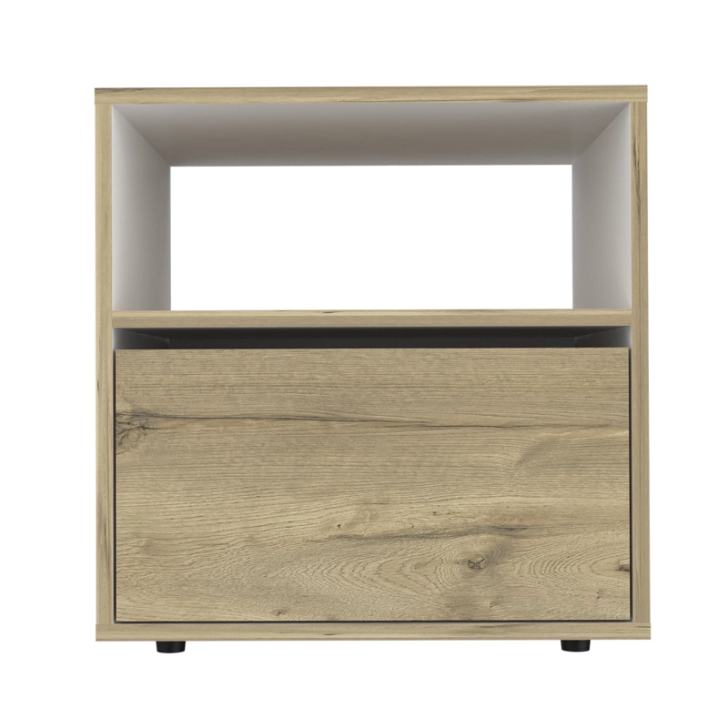 VELADOR 1 CAJON 52X50X40 CM CAFE  CLARO Y BLANCO - 3