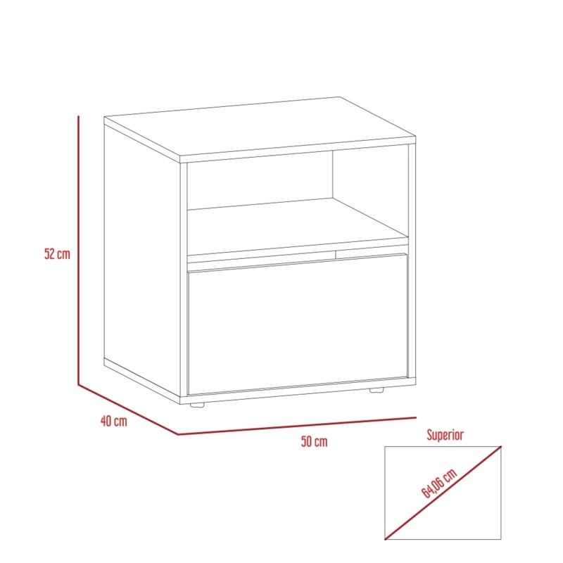VELADOR 1 CAJON 52X50X40 CM CAFE  CLARO Y BLANCO - 4