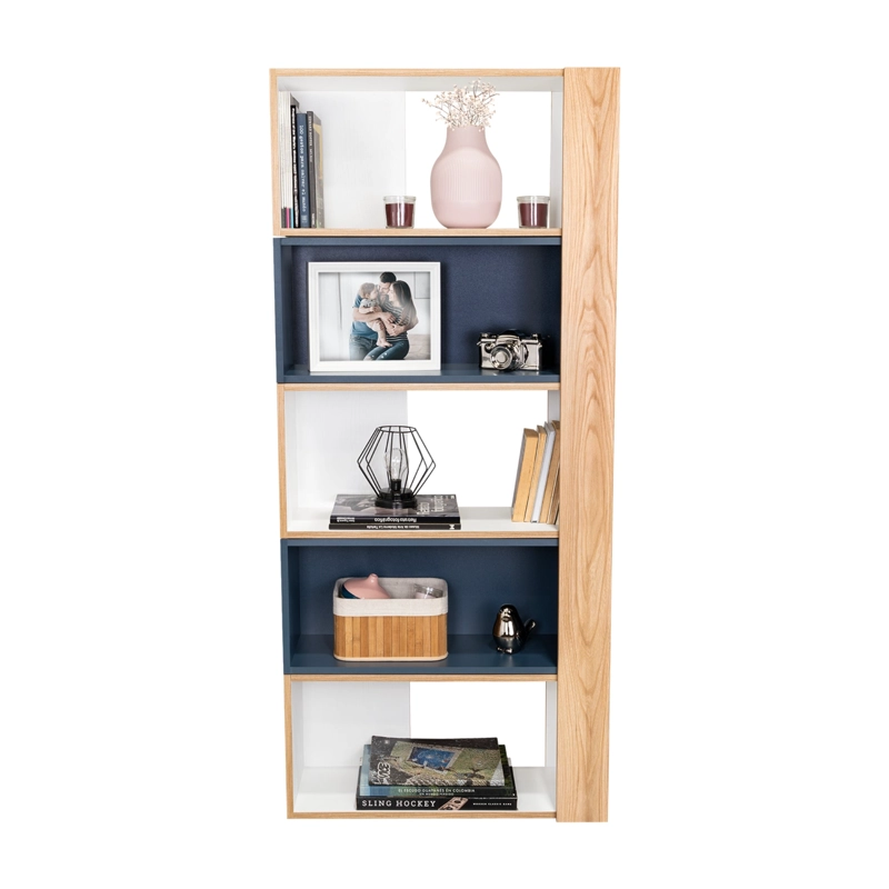 BIBLIOTECA CUBO 161,5X70,2X28,6 CM AZUL Y BLANCO - 1
