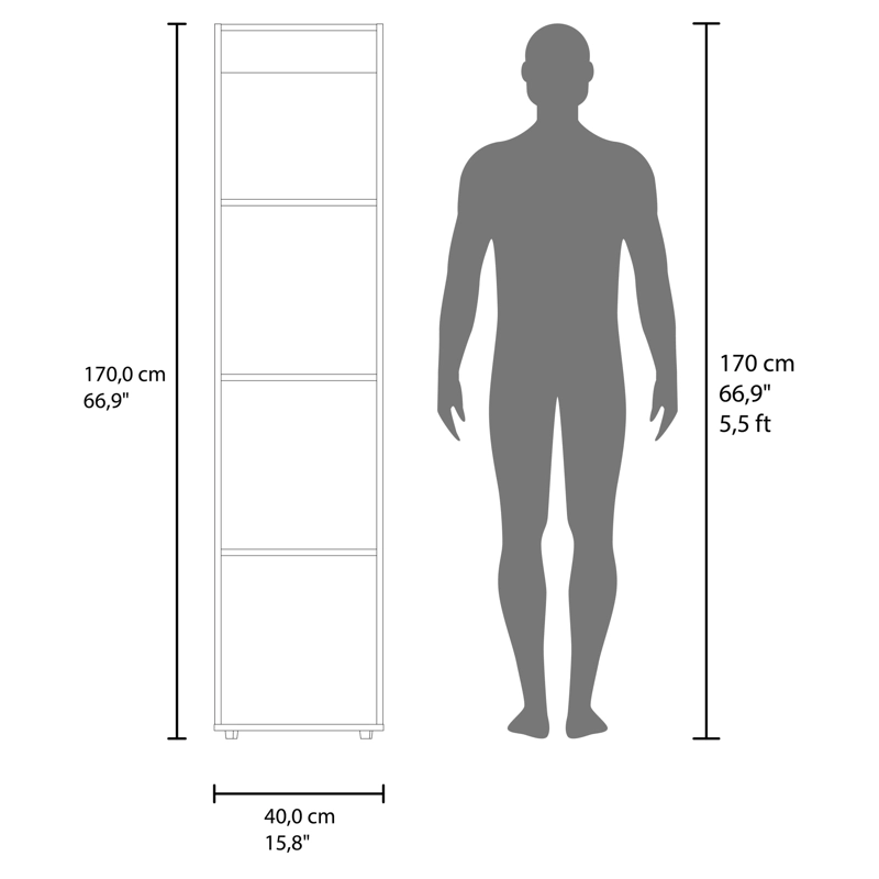 CLOSET 1 PUERTA CON ESPEJO 170 X 40 X 40 CM NEGRO - 5