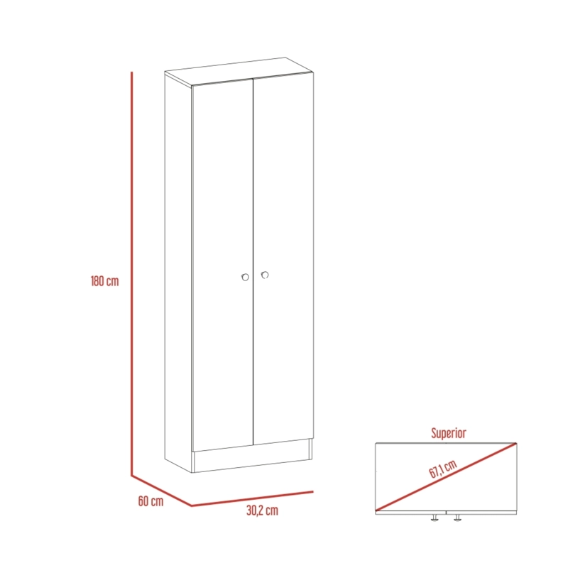 CLOSET 2 PUERTAS ABATIBLE 180 X 60 X 30 CM NEGRO - 4