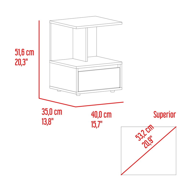 VELADOR 1 CAJON 51,6X40X35 CM CAFE  OSCURO Y BLANCO - 4