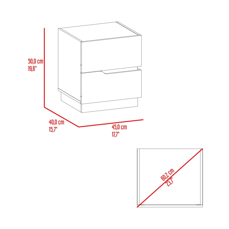 VELADOR 2 CAJONES 50X45X40 CM BEIGE Y BLANCO - 4