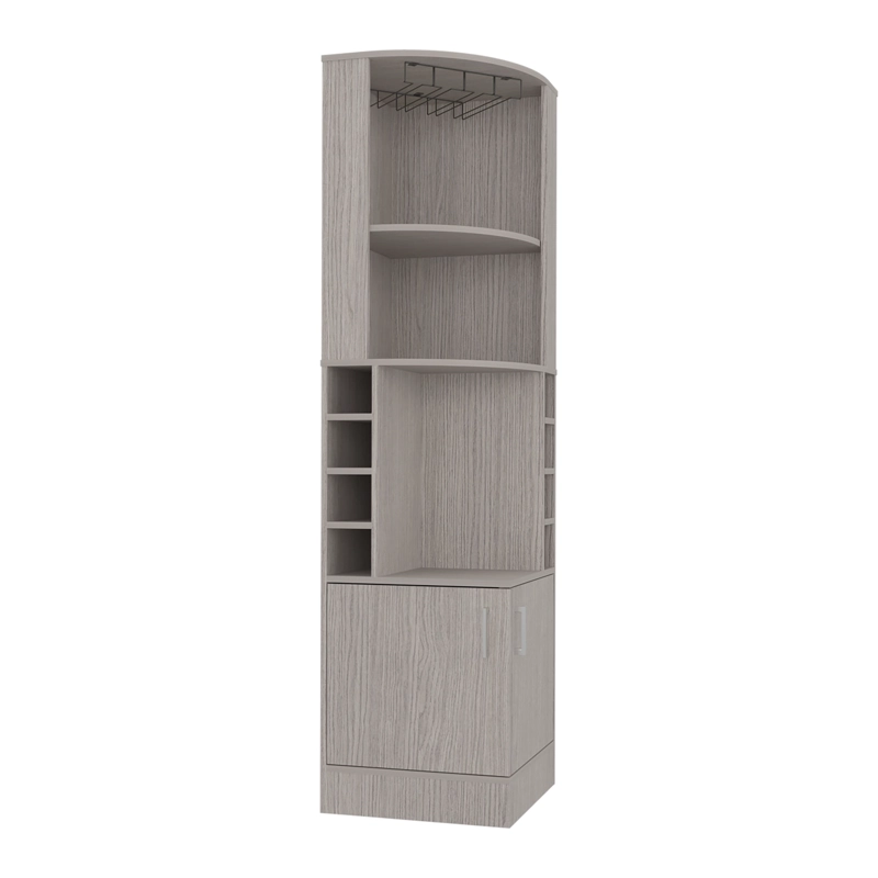 BAR ESQUINERO 2 PUERTAS 8 BOTELLEROS Y PORTACOPAS 180,6X46,9X46,9 CM GRIS Y BLANCO - 2