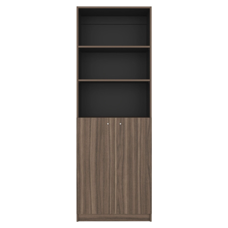 ESTANTE 2 PUERTAS 180,6X62,9X31,4 CM CAFE  OSCURO Y NEGRO - 3