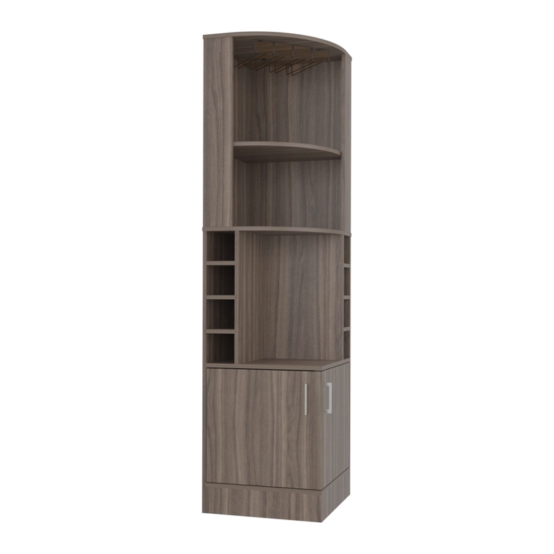 BAR ESQUINERO 2 PUERTAS 8 BOTELLEROS Y PORTACOPAS 180,6X46,9X46,9 CM CAFE - 2
