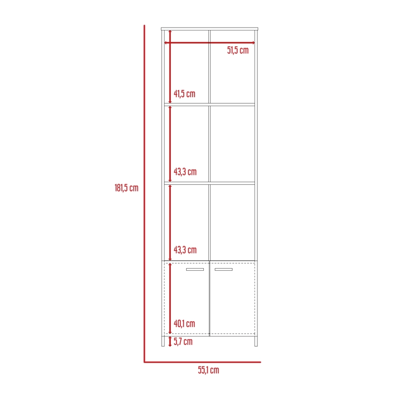 BIBLIOTECA 2 PUERTAS 181,5X55,1X27 CM BEIGE - 5