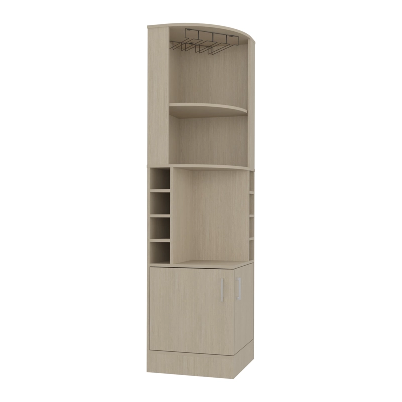 BAR ESQUINERO 2 PUERTAS 8 BOTELLEROS Y PORTACOPAS BEIGE Y BLANCO - 2