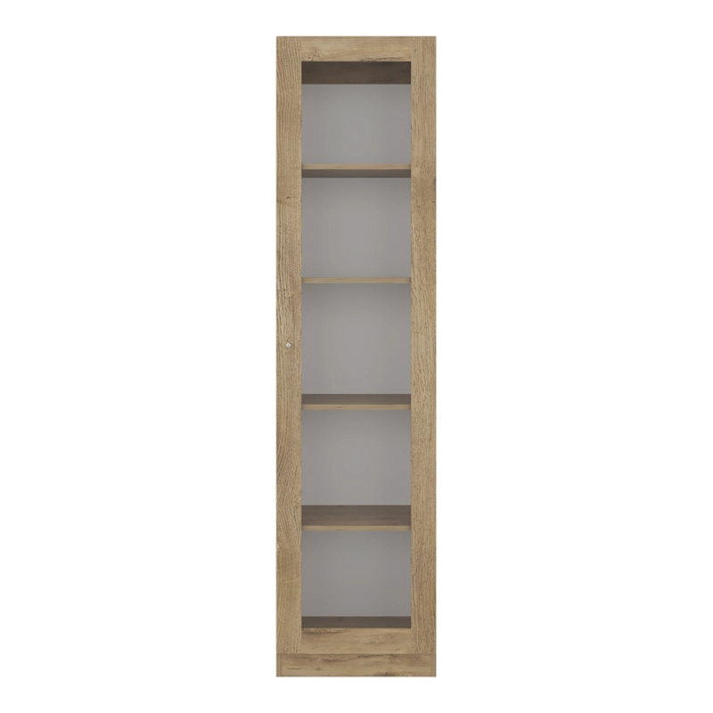 VITRINA 1 PUERTA DE VIDRIO 5 ESPACIOS 180,6X45,0X31,3 CM CAFE  CLARO Y BLANCO - 3