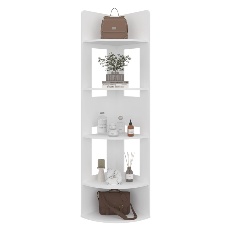BIBLIOTECA ESQUINERA CON 2 ESPACIOS PARA COLOCAR OBJETOS 170X40X40 CM BLANCO - 1