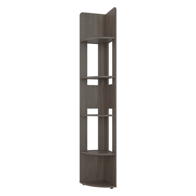 ESTANTE ESQUINERO 5 ESPACIOS PARA COLOCAR OBJETOS 180,6X30X30 CM CAFE  OSCURO Y BLANCO - 2