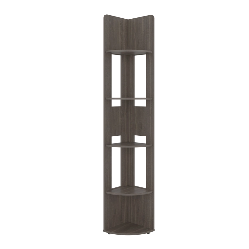 ESTANTE ESQUINERO 5 ESPACIOS PARA COLOCAR OBJETOS 180,6X30X30 CM CAFE  OSCURO Y BLANCO - 3