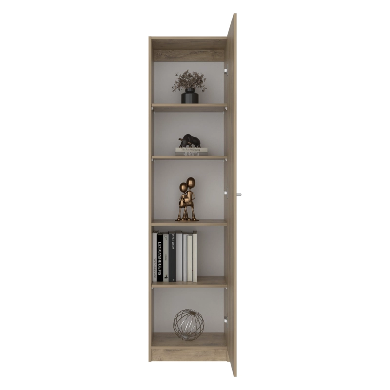 ESTANTE 1 PUERTA5 ESPACIOS 4 REPISAS 180,6X45,0X31,4 CM CAFE Y BLANCO - 1