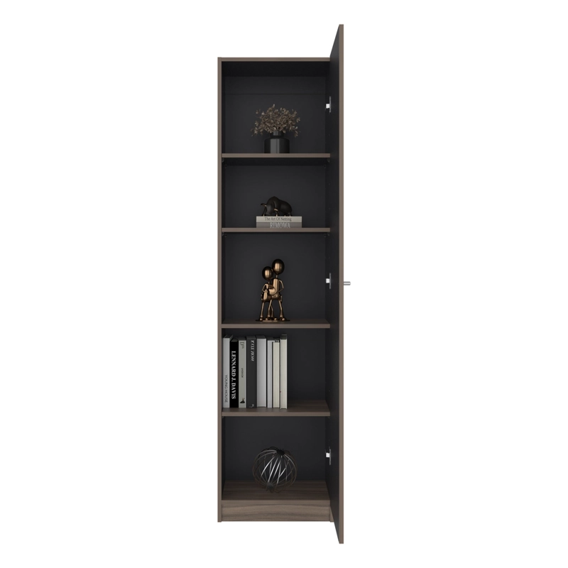 ESTANTE 1 PUERTA 180,6X45X31,4 CM CAFE  OSCURO Y NEGRO - 1