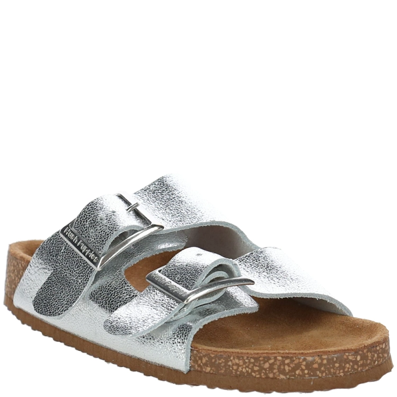 SANDALIA CUERO BIRKE PLATEADO - 1