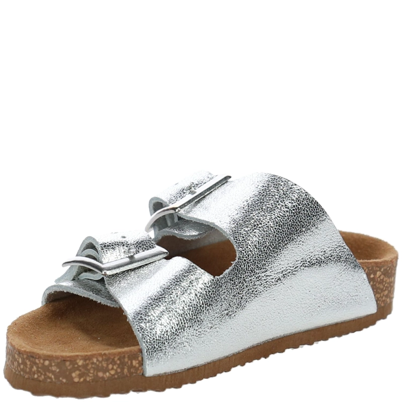 SANDALIA CUERO BIRKE PLATEADO - 4