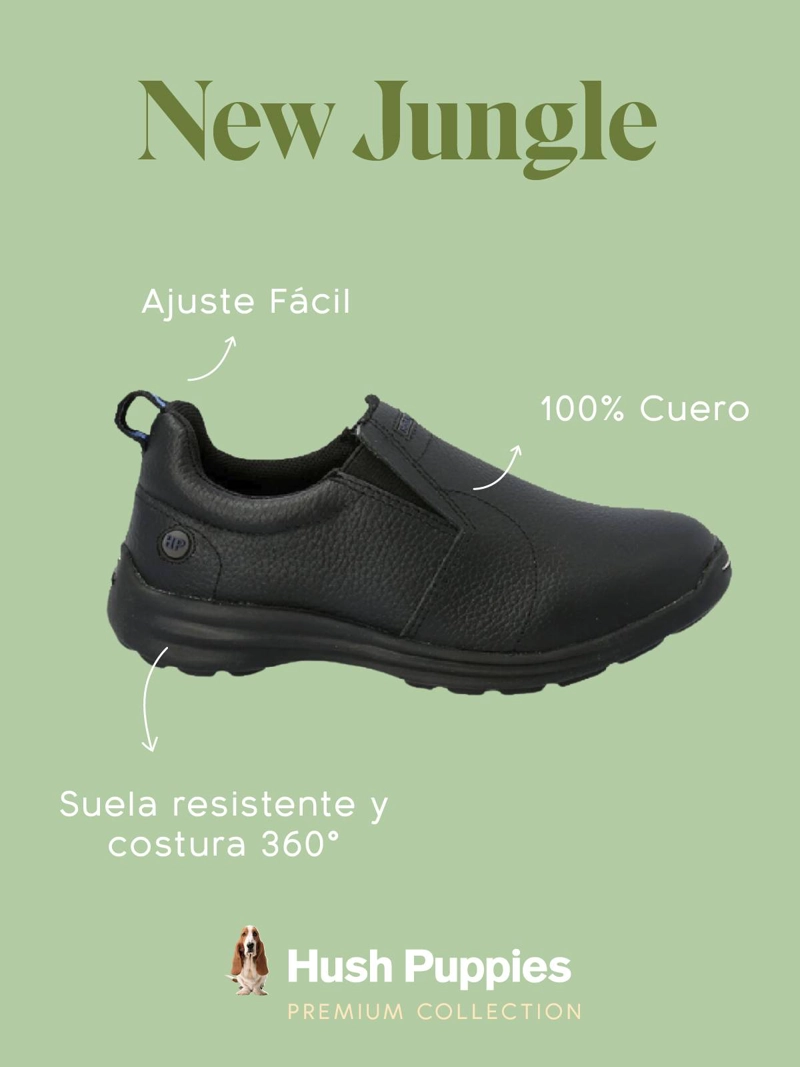 ZAPATO ESCOLAR CUERO NIÑO NEW JUNGLE NEGRO HUSH PUPPIES KIDS - 2