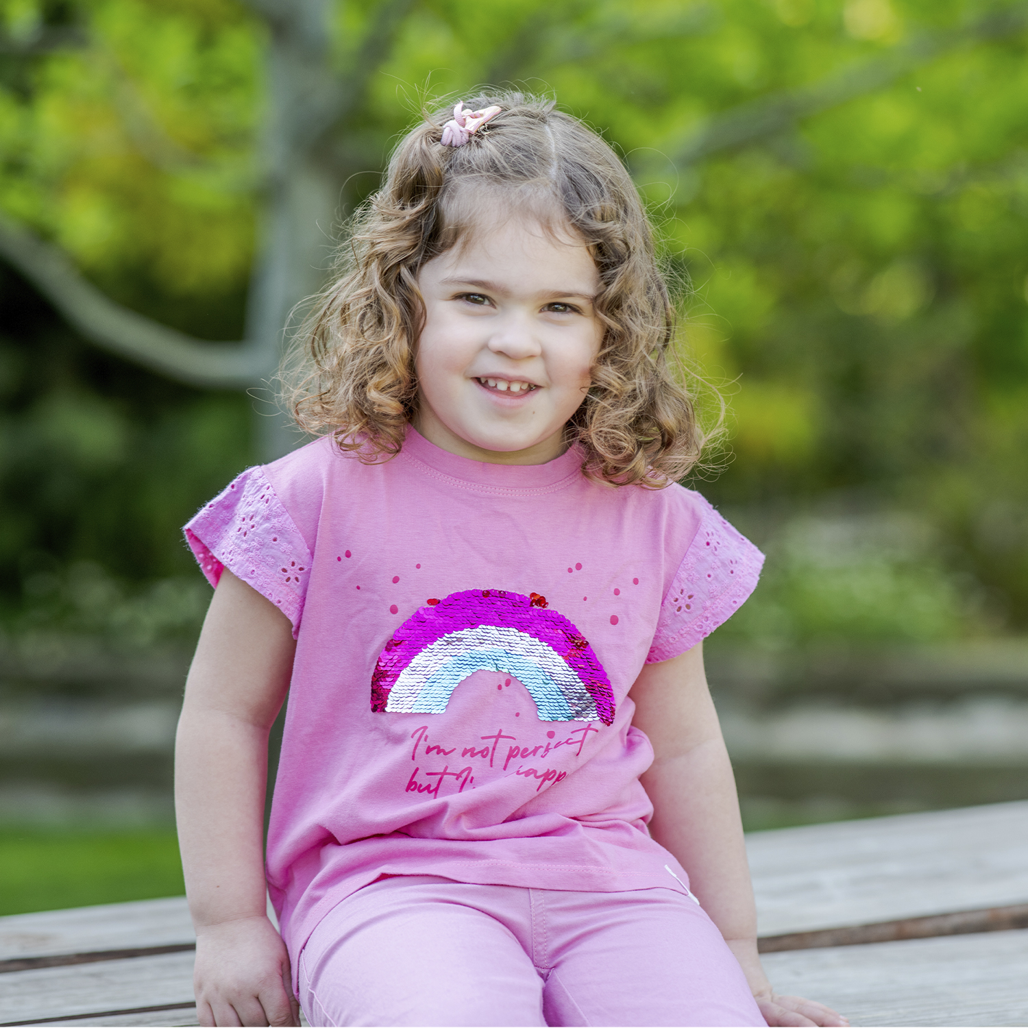 POLERA M/C NIÑA RAINBOW ROSADO - 3