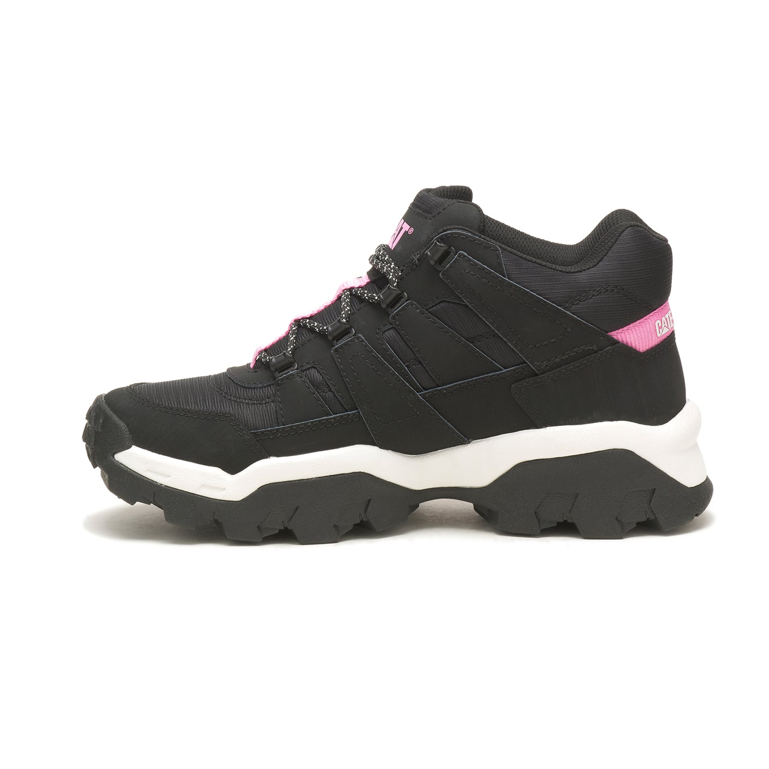 ZAPATILLAS MUJER CAT CASUALES NEGRO REACTOR MID CUERO CON CAÑA - 4