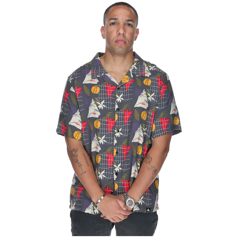 CAMISA M/C HOMBRE TROPICAL GEOMETRY NEGRO BURTON - 1