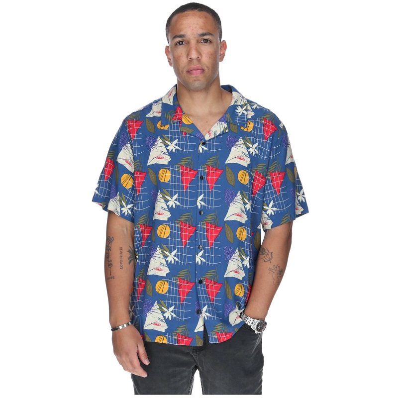 CAMISA M/C HOMBRE TROPICAL GEOMETRY AZUL BURTON - 1