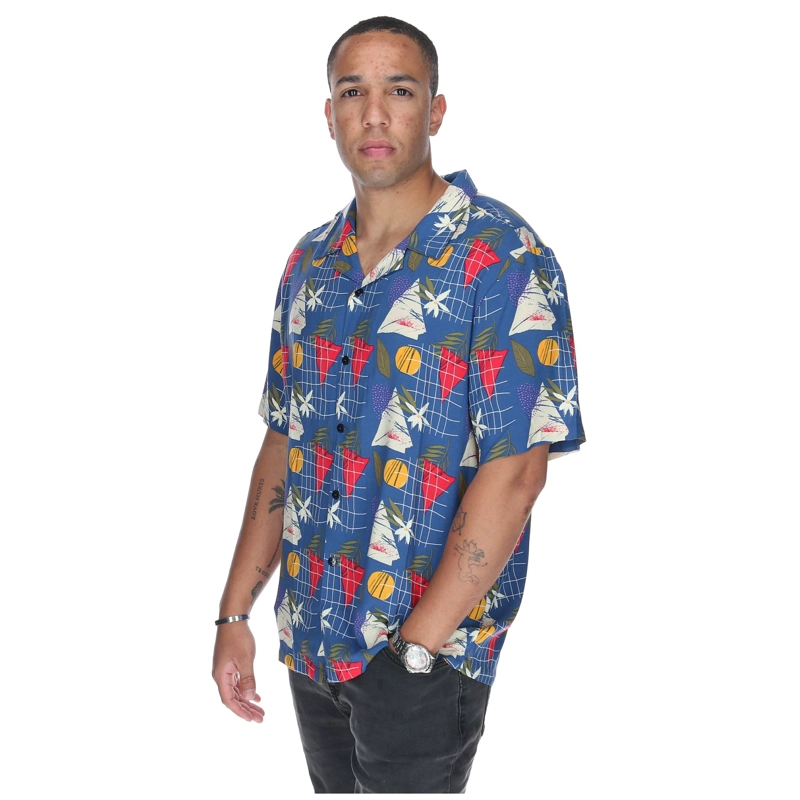 CAMISA M/C HOMBRE TROPICAL GEOMETRY AZUL BURTON - 2