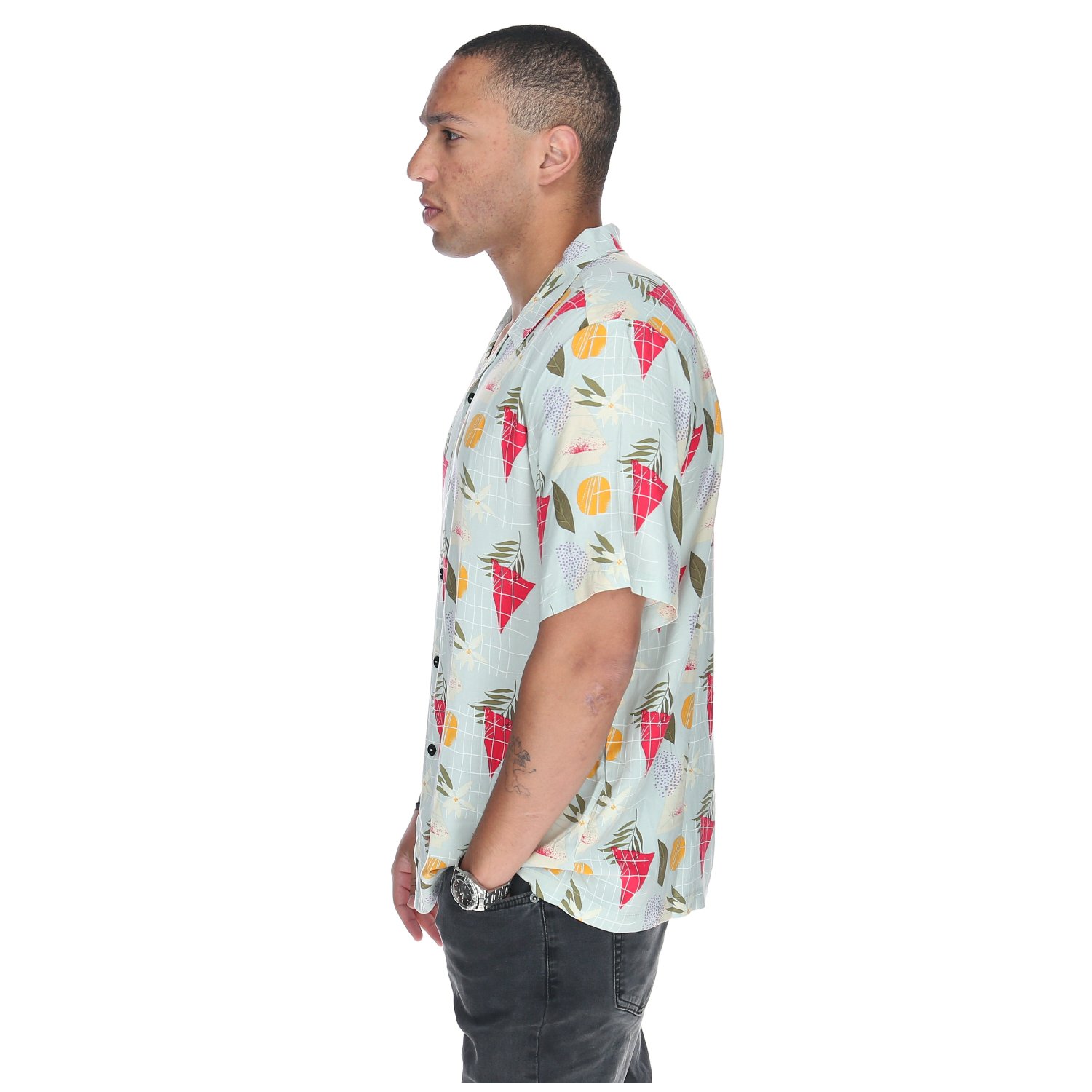 CAMISA M/C HOMBRE TROPICAL GEOMETRY AZUL BURTON - 2