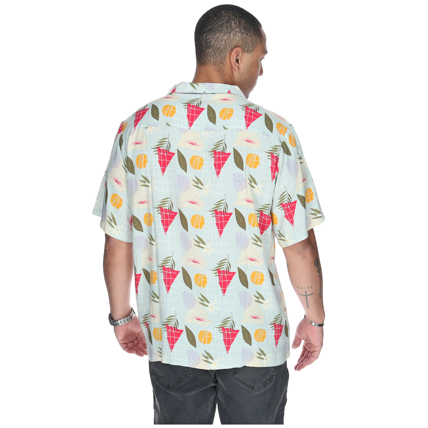CAMISA M/C HOMBRE TROPICAL GEOMETRY AZUL BURTON - 3
