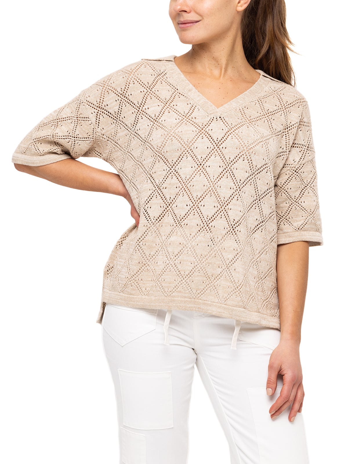 POLERA ROCKFORD ALGODÓN ORGÁNICO CAICOS BEIGE MUJER - 4