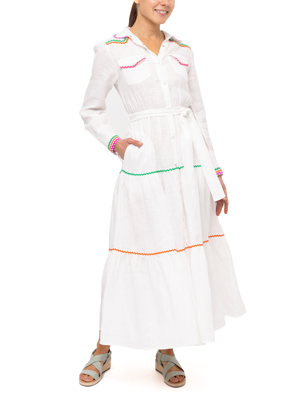 VESTIDO LINO REGULAR FIT MUJER ROCKFORD BLANCO EBANO ORGÁNICO - 5