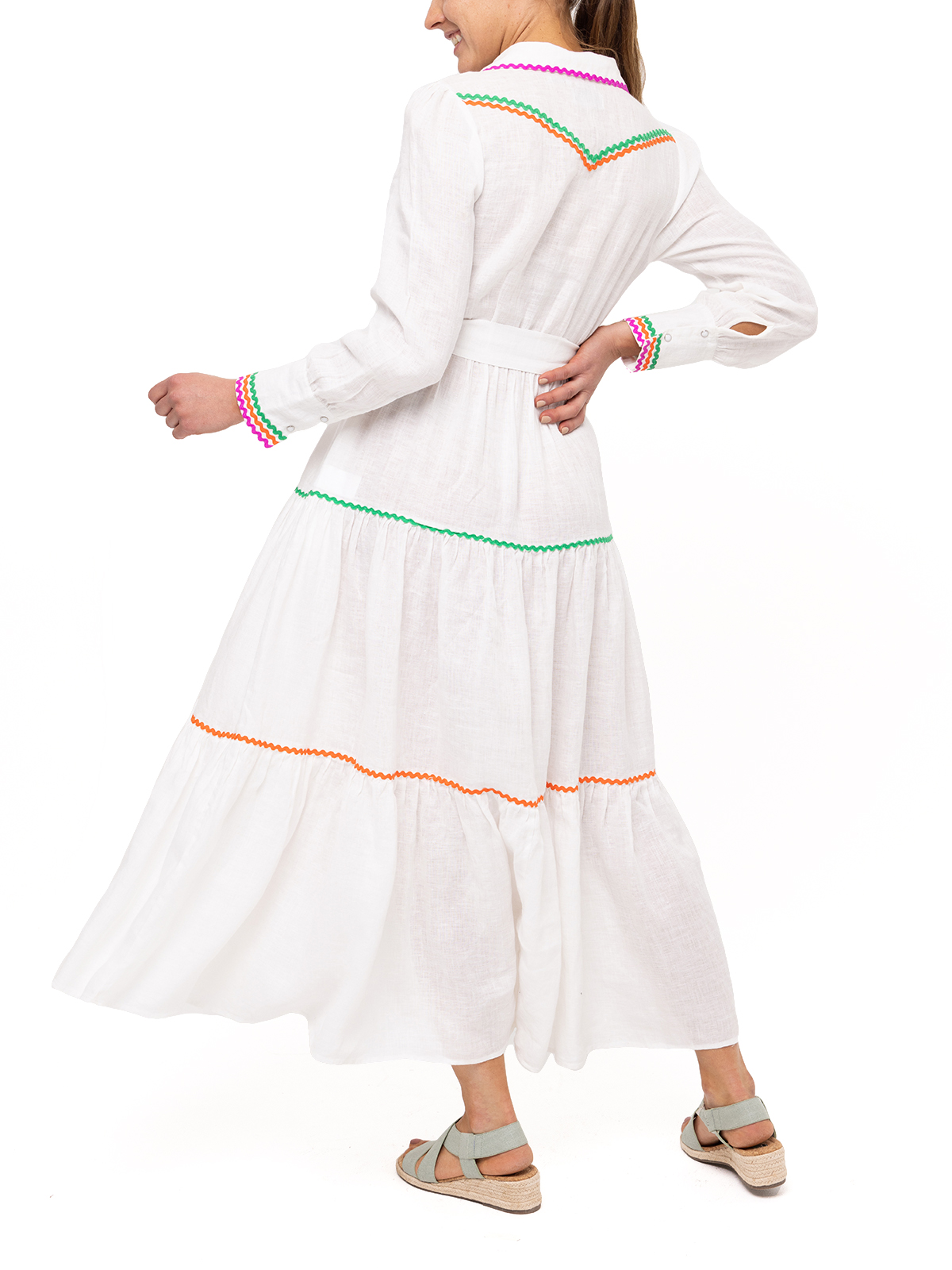 VESTIDO LINO REGULAR FIT MUJER ROCKFORD BLANCO EBANO ORGÁNICO - 6