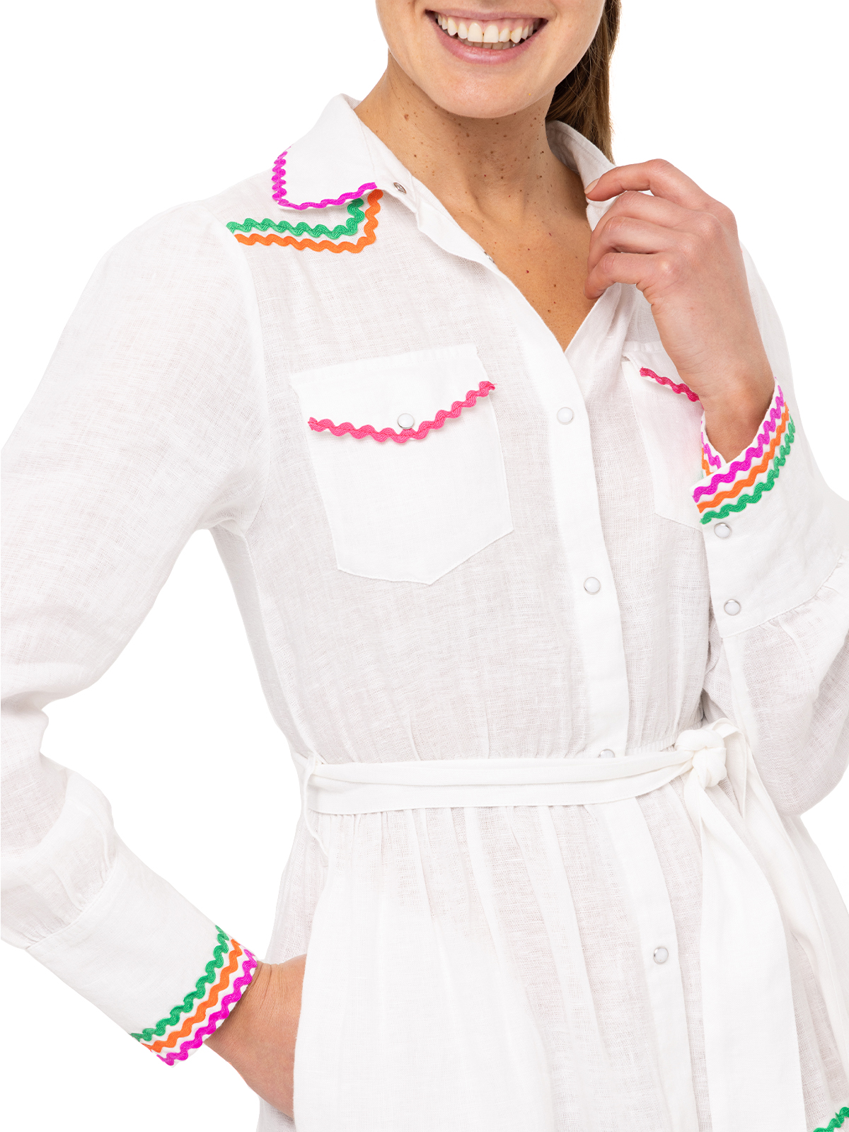 VESTIDO LINO REGULAR FIT MUJER ROCKFORD BLANCO EBANO ORGÁNICO - 7